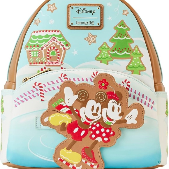 Loungefly Mickey & Minnie Ice Skating Holiday Gingerbread Scented Mini-Backpack - Picture 12 of 12